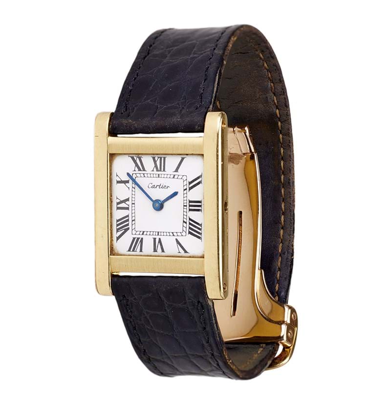 A Rare 18 Carat Gold Rectangular Shaped Wristwatch, signed Cartier, model: Tank Normale, 1976