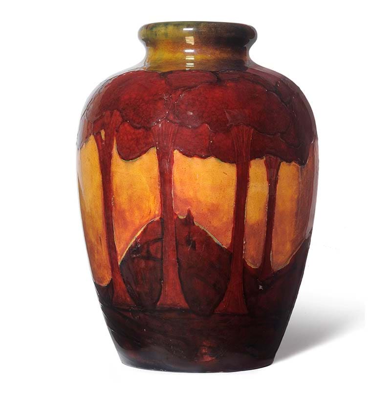 A Monumental William Moorcroft Flambe Eventide Landscape Pattern Vase, 1928