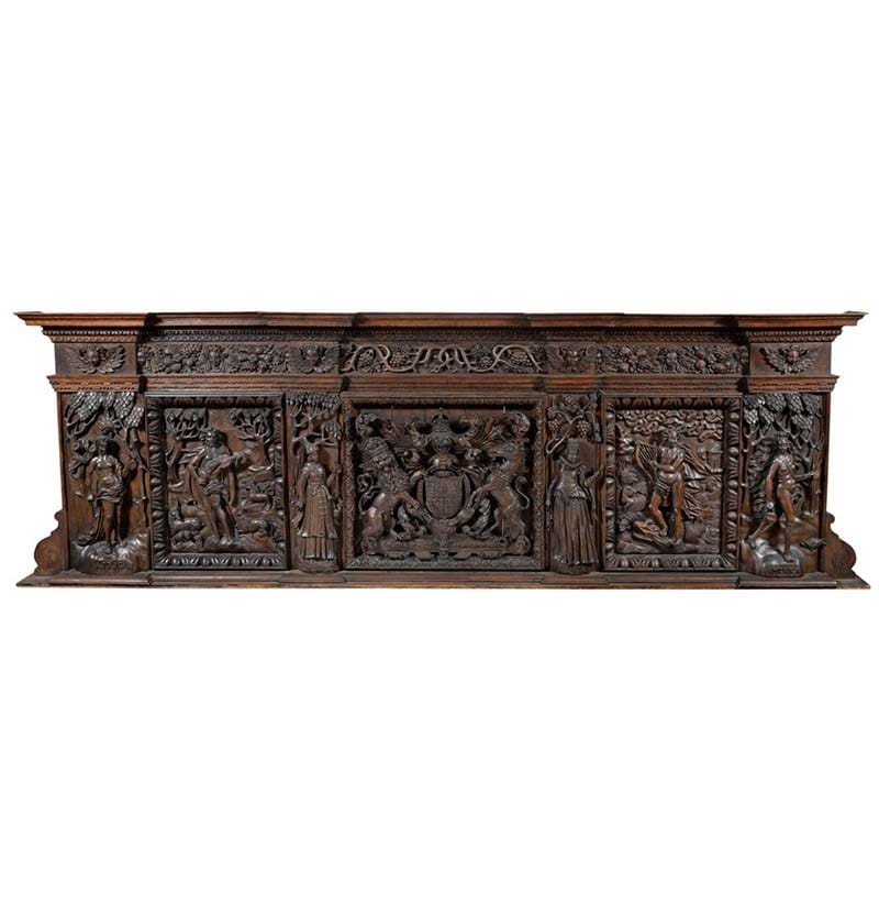 A Rare and Important Carved Oak Overmantel of Large Proportions, attributed to a Newcastle Workshop of Dutch Carvers, circa 1630