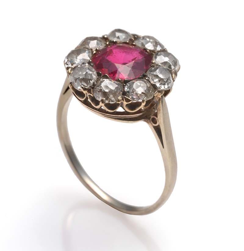 A Ruby and Diamond Cluster Ring, circa 1900