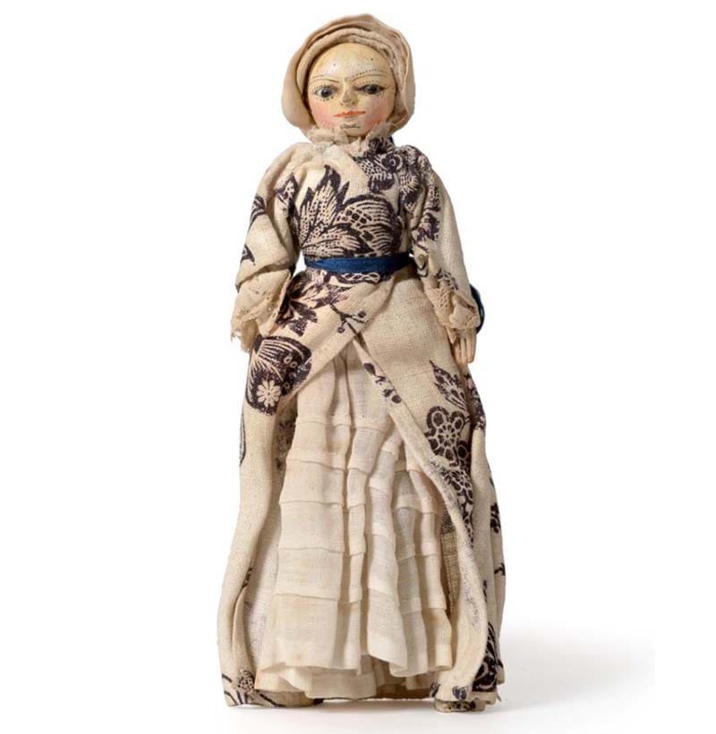 A Late 18th Century Miniature Carved and Painted Wooden Doll