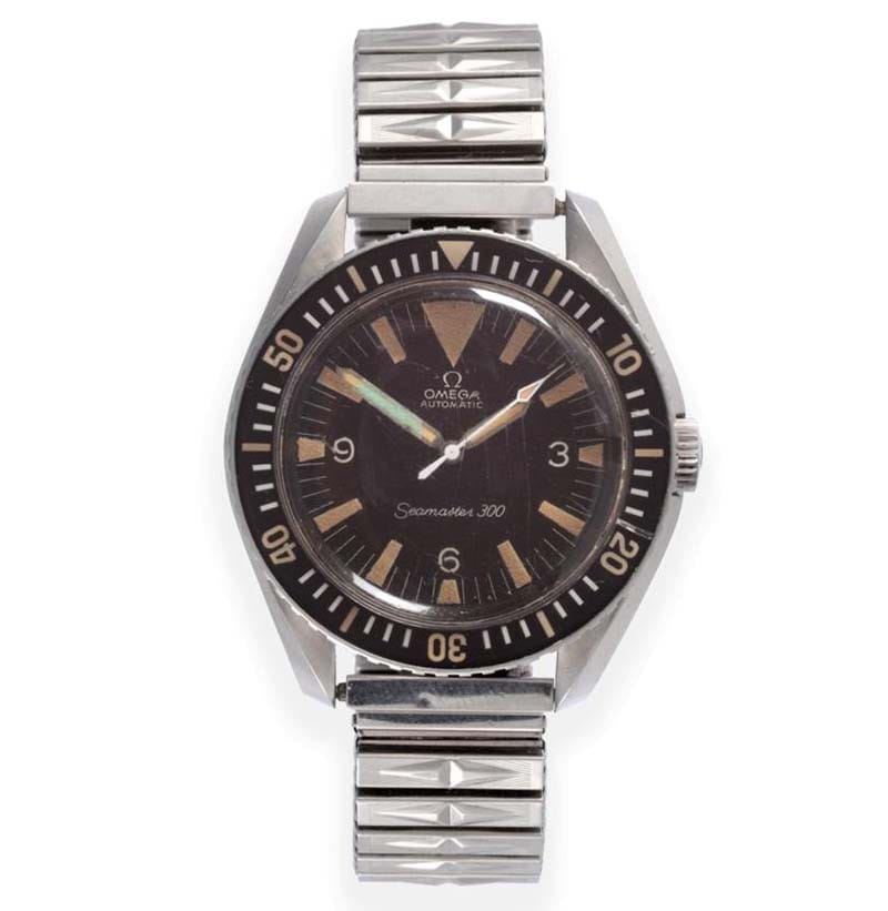 A Rare Stainless Steel Automatic Centre Seconds Wristwatch, signed Omega, model: Seamaster 300 "Big Triangle" dial, ref: 165.024, circa 1966