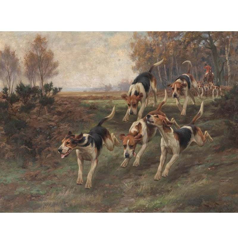 Wright Barker (1864-1941) Huntsman and the Belvoir hounds
